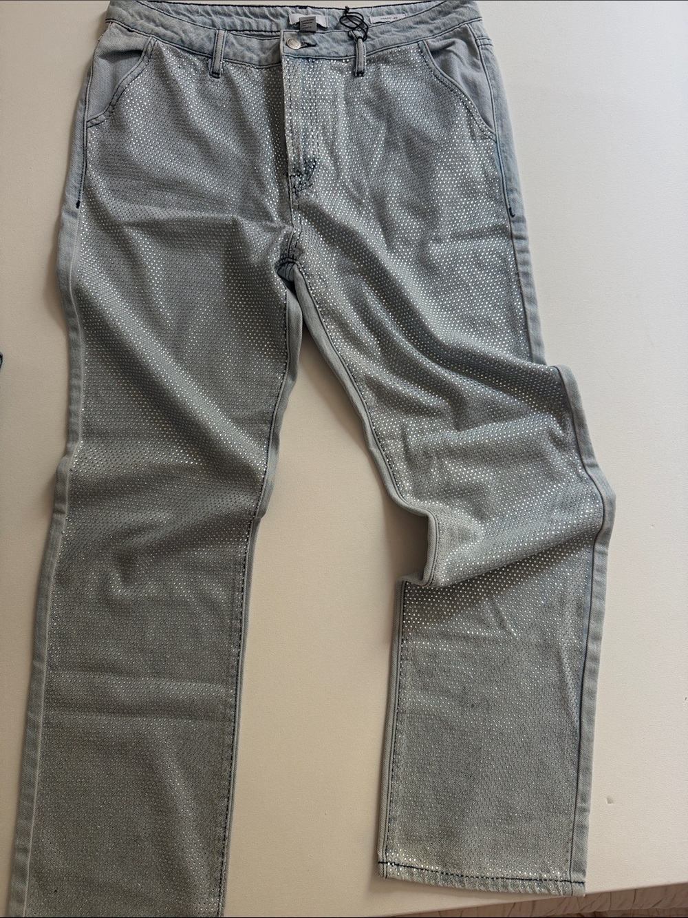 New woman’s Light Gray Jeans with Subtle Dot Texture